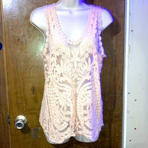 Small pink lace tank top
